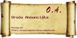 Orsós Annunciáta névjegykártya